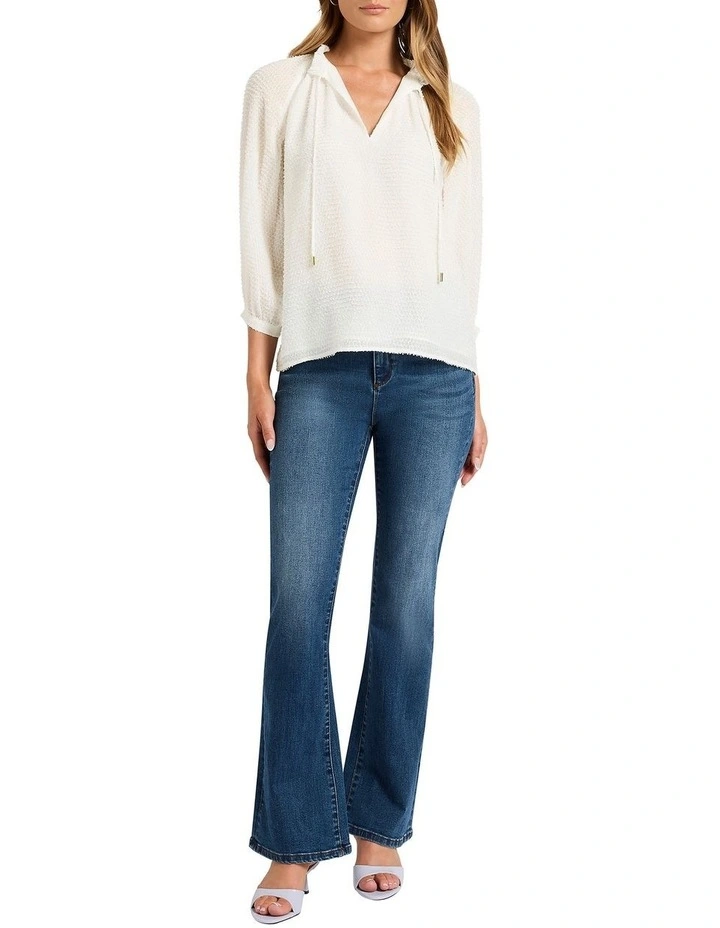 Yujin Textured Blouse in Ivory image 3