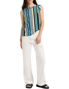 Stripe Season Silk Top in Blue Stripe
