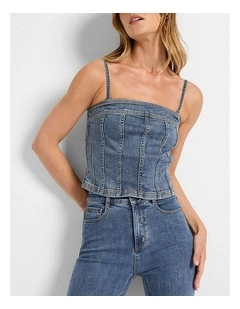 Tess Denim Bustier in Californian Blue