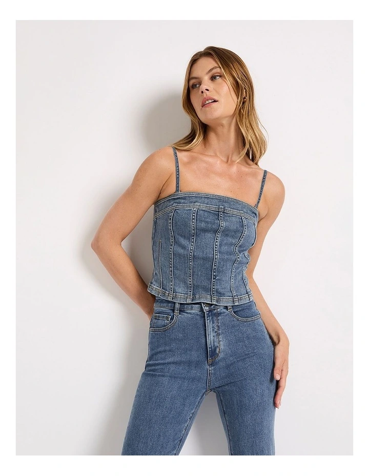 Tess Denim Bustier in Californian Blue image 2