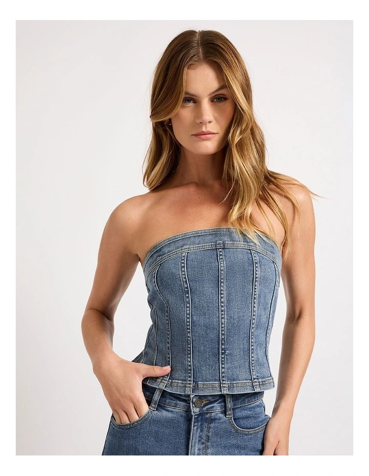 Tess Denim Bustier in Californian Blue image 3