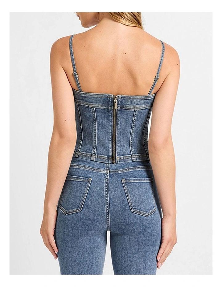 Tess Denim Bustier in Californian Blue image 3