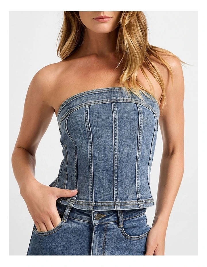 Tess Denim Bustier in Californian Blue image 4