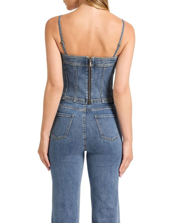 Tess Denim Bustier in Californian Blue image 4