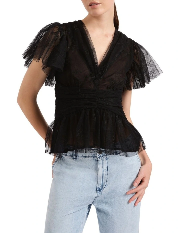 Tulle Summer Top in Black image 1