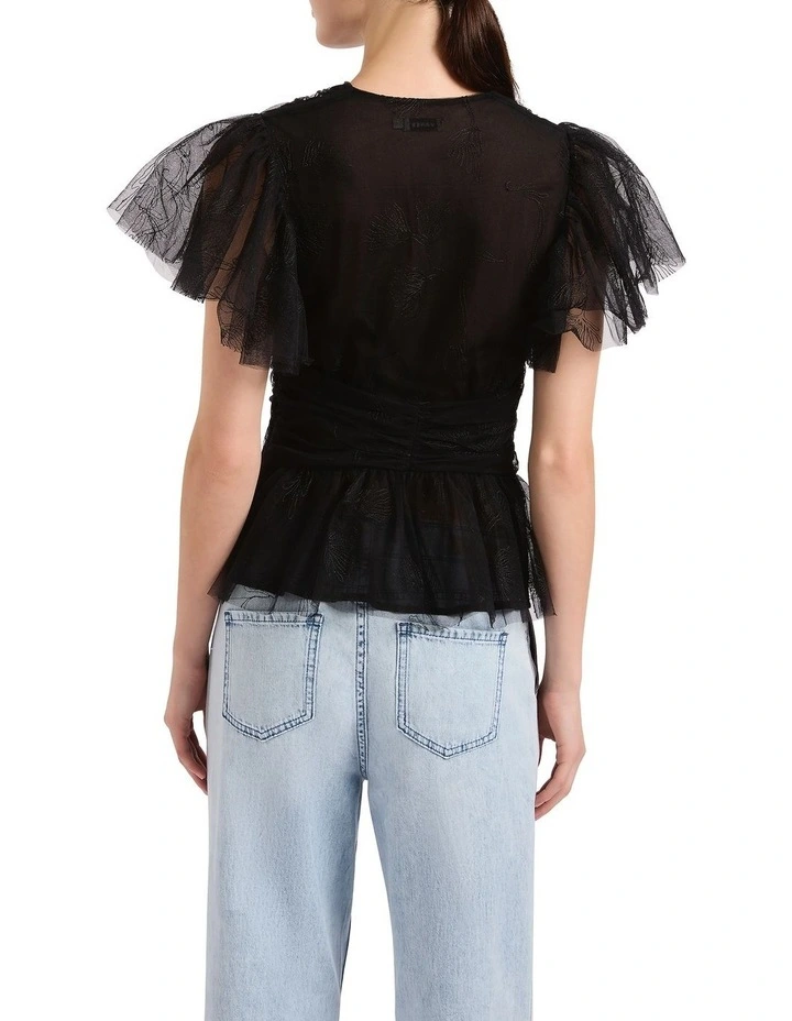 Tulle Summer Top in Black image 2