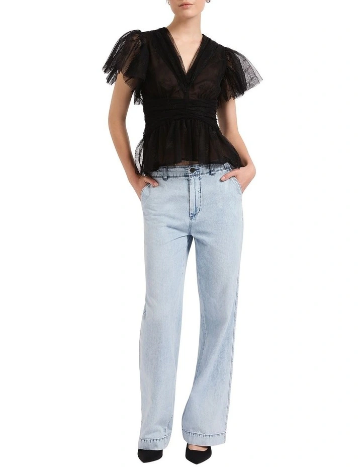 Tulle Summer Top in Black image 4