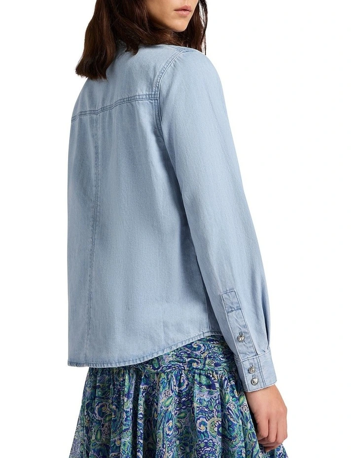 When You're Gone Shirt in Light Chambray image 4