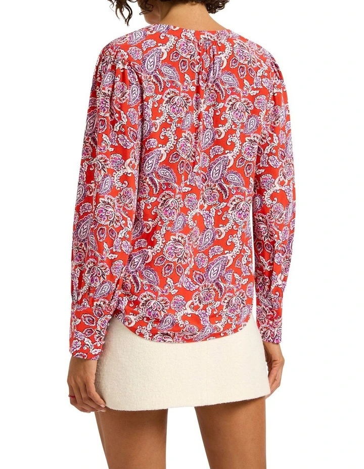 Red-Y For It Blouse in Red Multi image 2