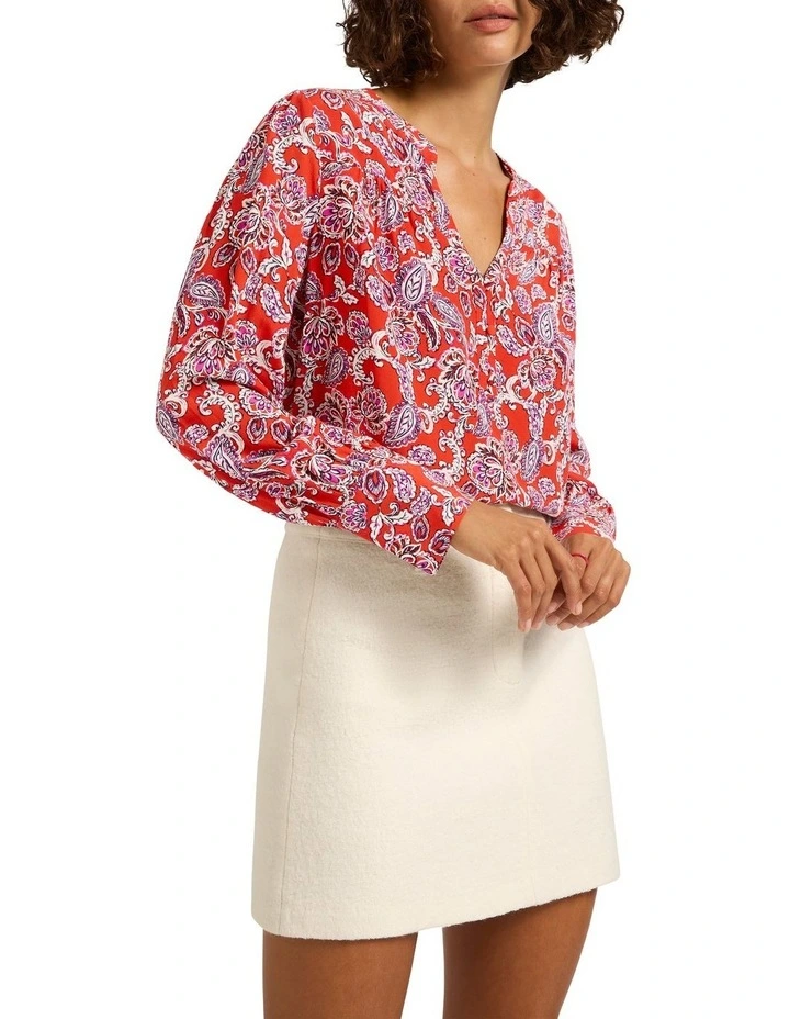 Red-Y For It Blouse in Red Multi image 3