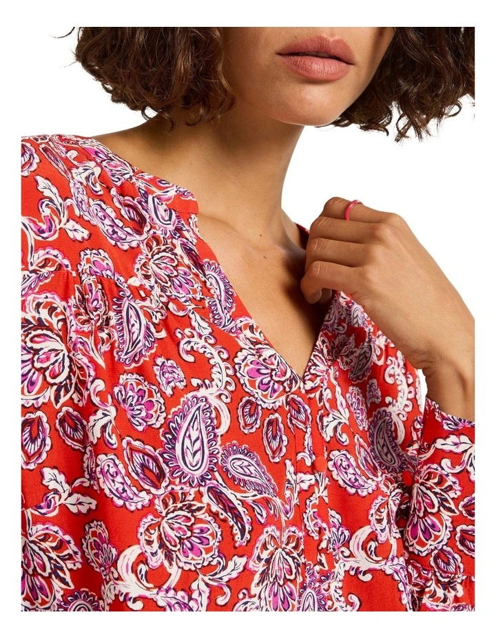 Red-Y For It Blouse in Red Multi image 4