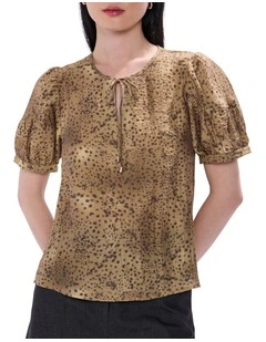 Spot To The Top Blouse in Brown Multi