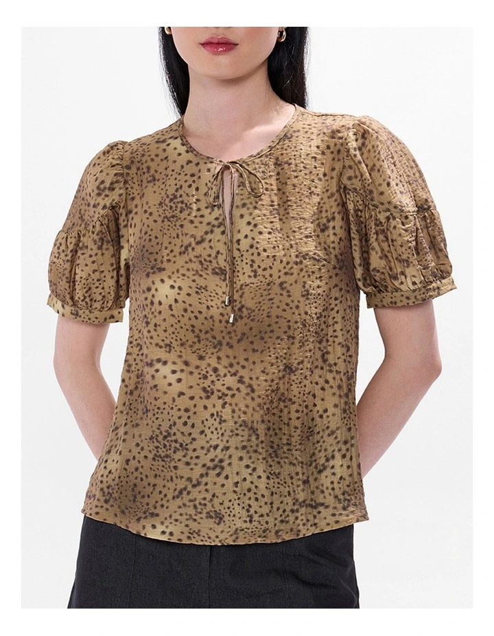Spot To The Top Blouse in Brown Multi image 1