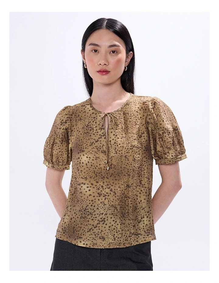 Spot To The Top Blouse in Brown Multi image 2