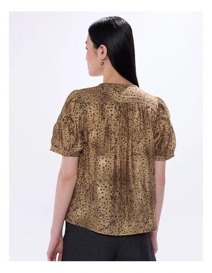 Spot To The Top Blouse in Brown Multi image 3