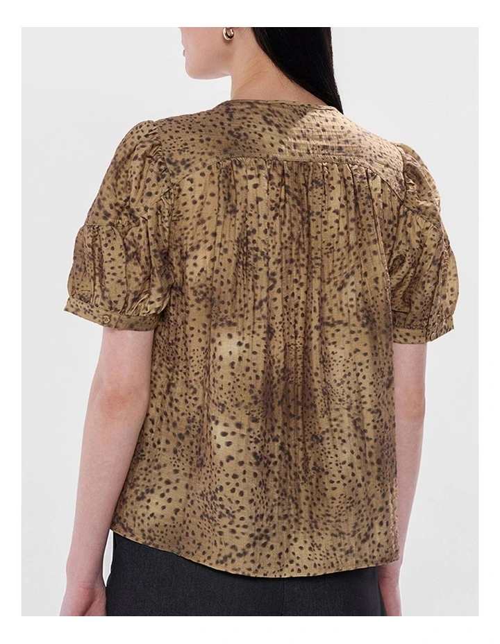 Spot To The Top Blouse in Brown Multi image 3
