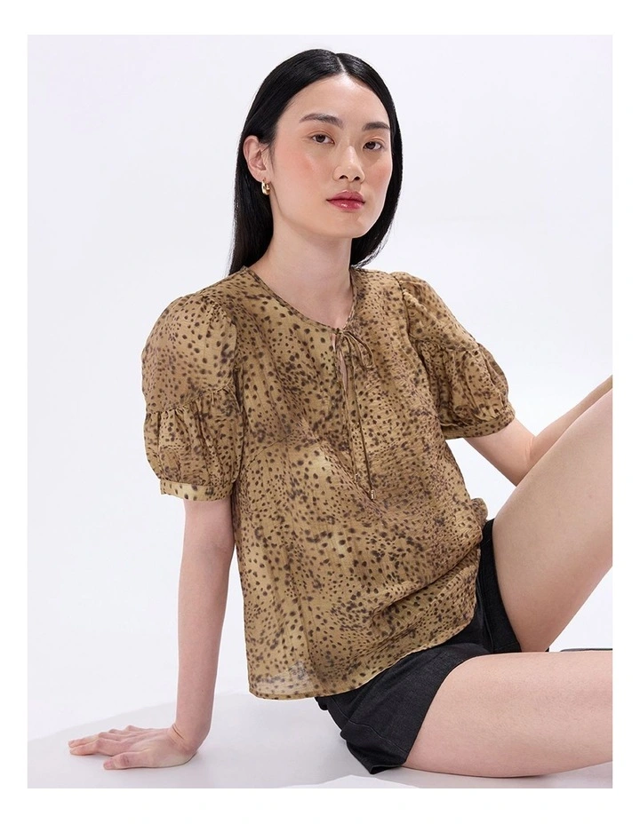 Spot To The Top Blouse in Brown Multi image 4