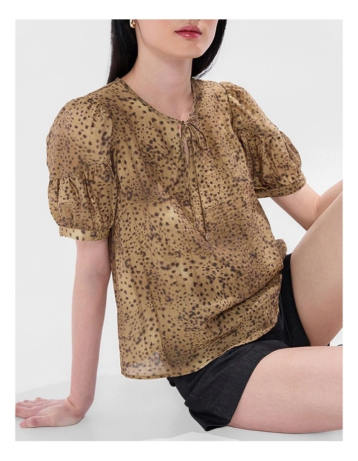 Spot To The Top Blouse in Brown Multi image 4