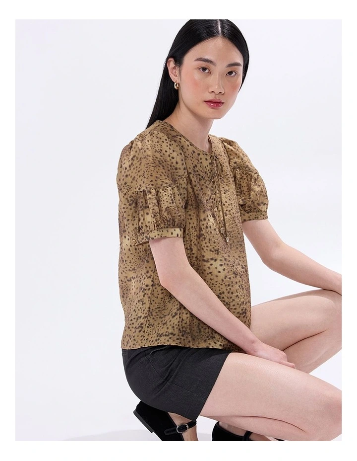 Spot To The Top Blouse in Brown Multi image 5