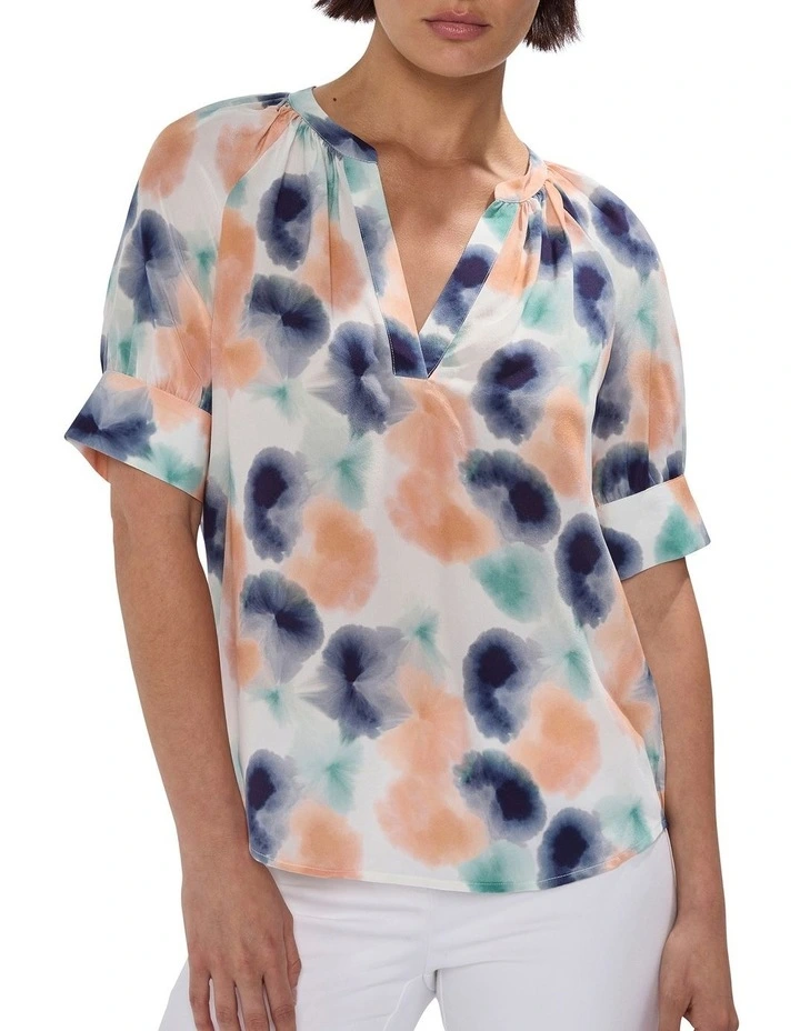Too Spot To Handle Silk Top in White Multi image 1