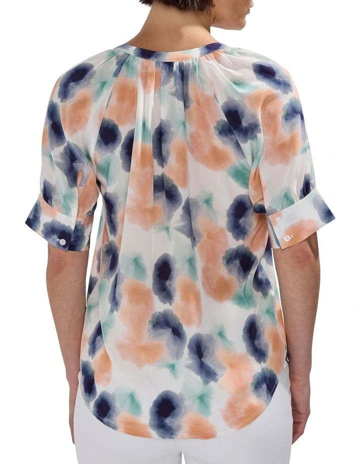 Too Spot To Handle Silk Top in White Multi image 4