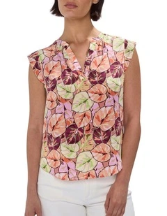 Plant Touch This Silk Top in Pink Multi
