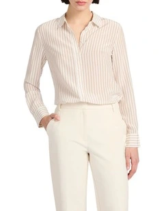 Sofia Silk Shirt in Ivory Stripe