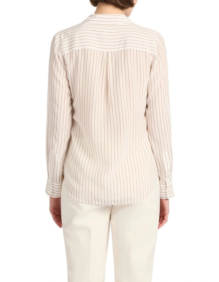 Sofia Silk Shirt in Ivory Stripe image 4