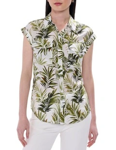 Leaf The City Silk Shirt in Ivory Multi