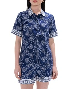 Jackson Linen Shirt in Blue Multi