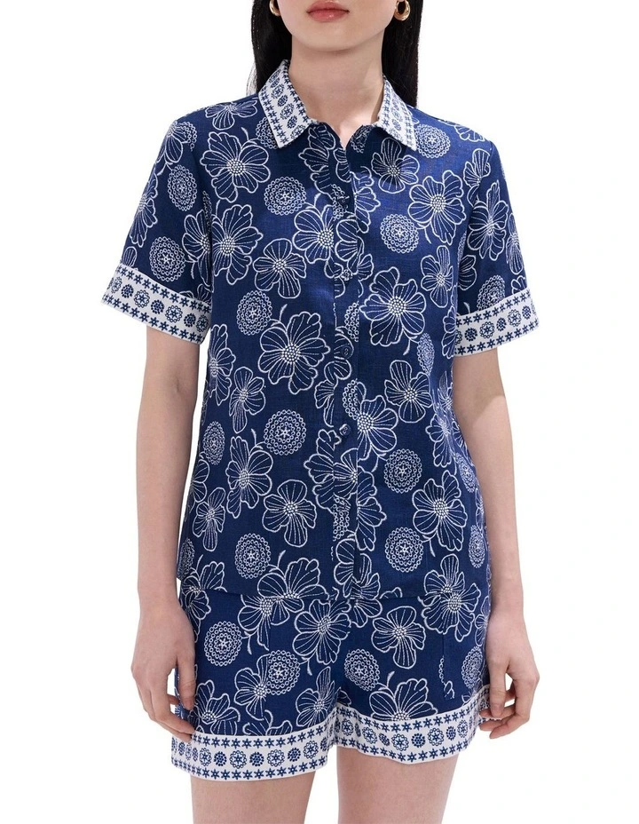Jackson Linen Shirt in Blue Multi image 1
