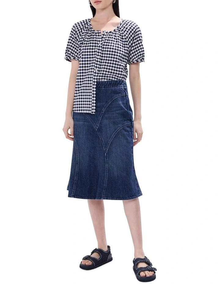 Prophecy Gingham Top in Ink/White image 2