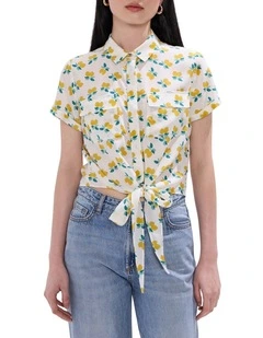 Peeling Pressure Silk Shirt in Ivory Multi