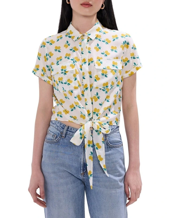 Peeling Pressure Silk Shirt in Ivory Multi image 1
