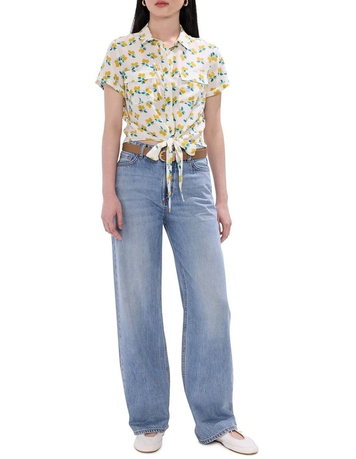 Peeling Pressure Silk Shirt in Ivory Multi image 2
