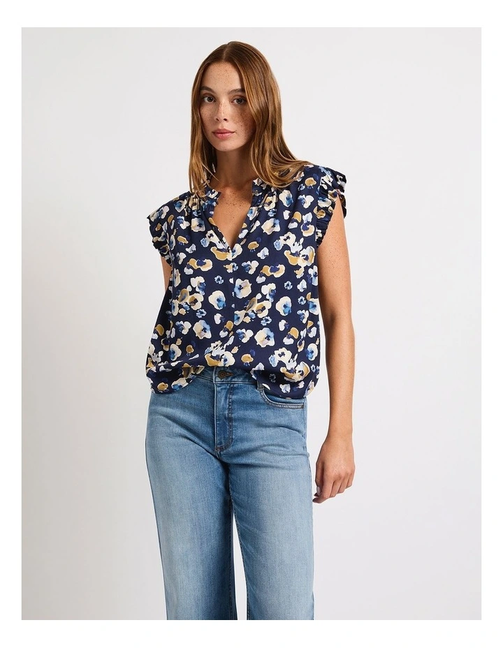 Poppin' Ruffle Top in Navy Multi image 2