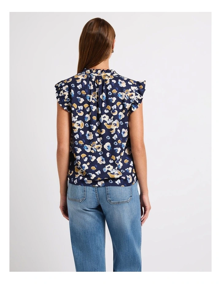 Poppin' Ruffle Top in Navy Multi image 3