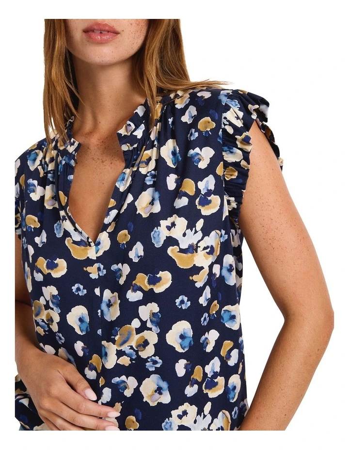 Poppin' Ruffle Top in Navy Multi image 3