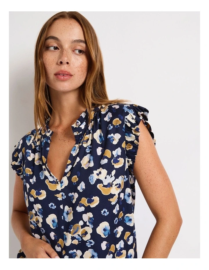 Poppin' Ruffle Top in Navy Multi image 4