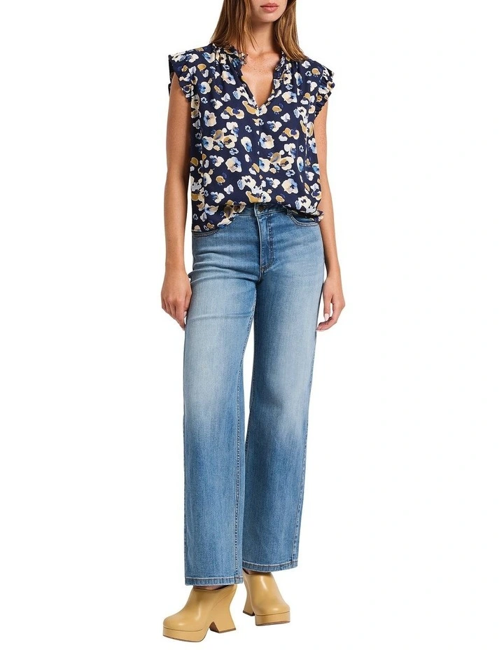 Poppin' Ruffle Top in Navy Multi image 4
