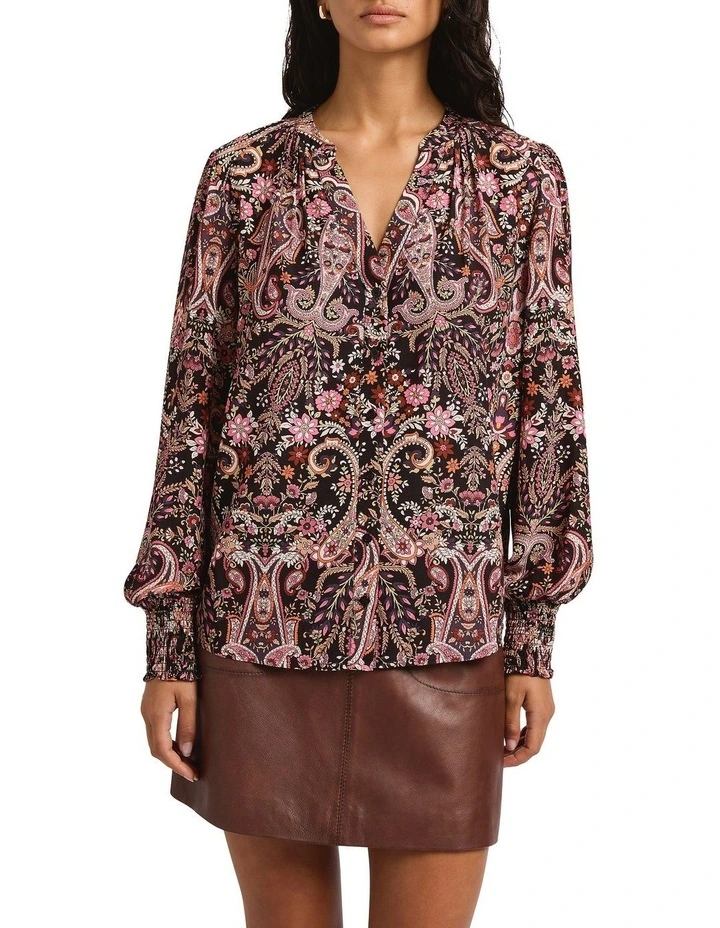 Paisley Town Blouse in Wine Multi image 2