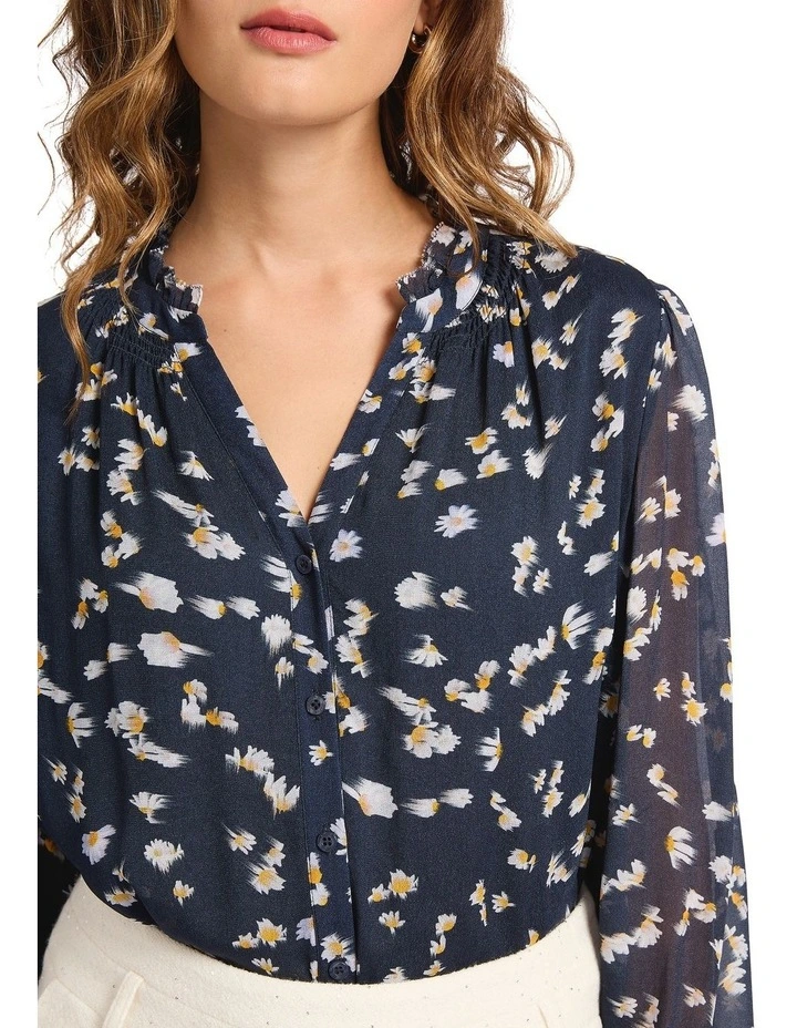 Just One Daisy Blouse in Navy Multi image 2