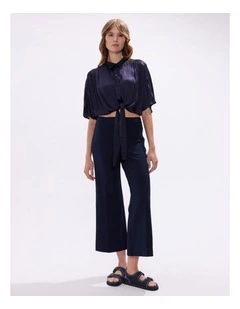 Thalia Tie Front Blouse in Midnight