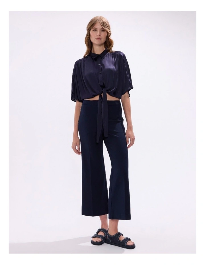 Thalia Tie Front Blouse in Midnight image 1