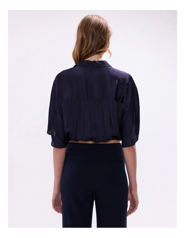 Thalia Tie Front Blouse in Midnight image 4