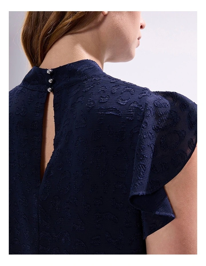 Gwyneth Jacquard Top in Midnight image 2