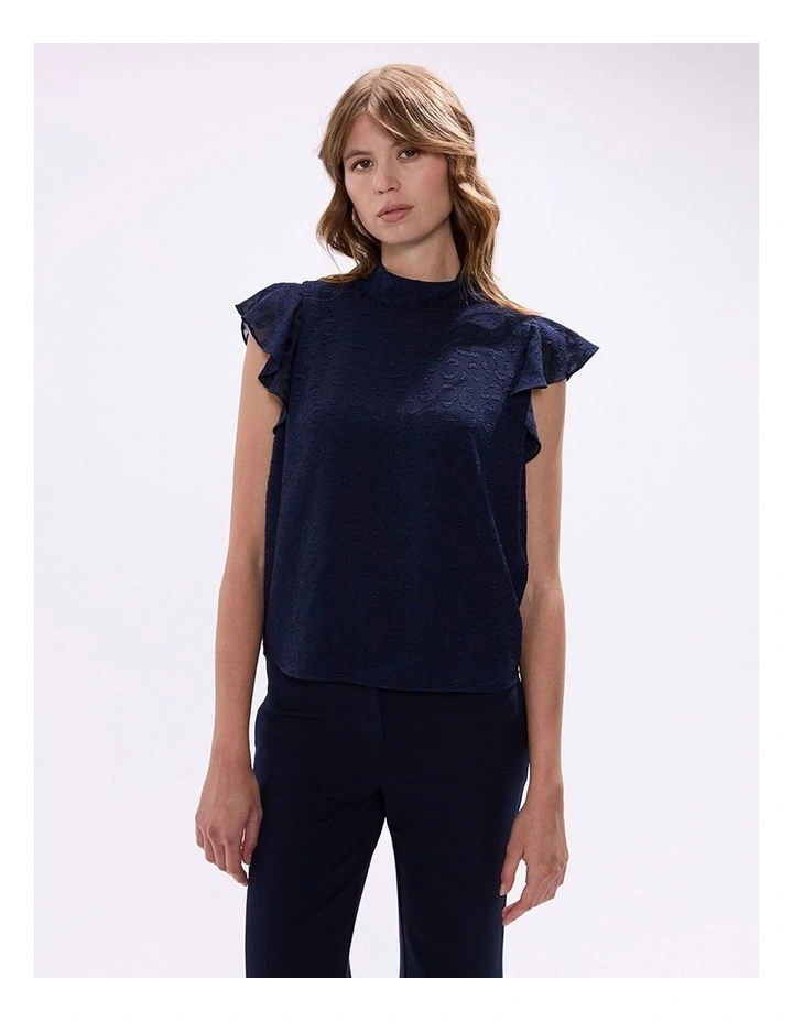 Gwyneth Jacquard Top in Midnight image 3