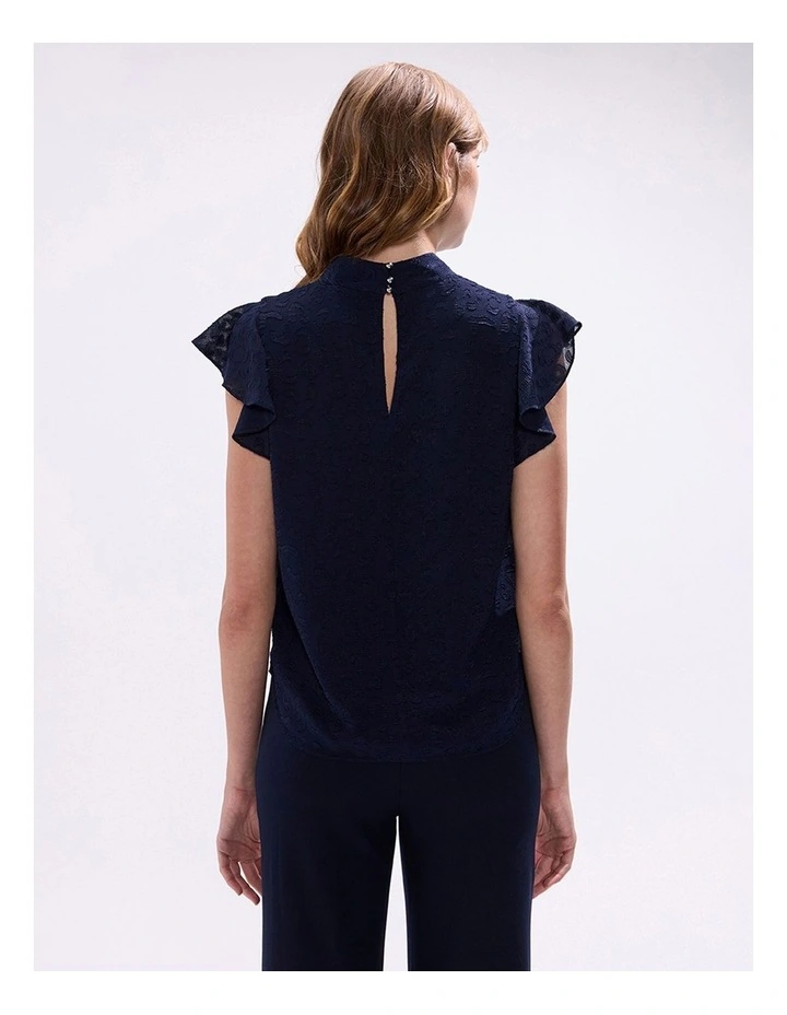 Gwyneth Jacquard Top in Midnight image 4