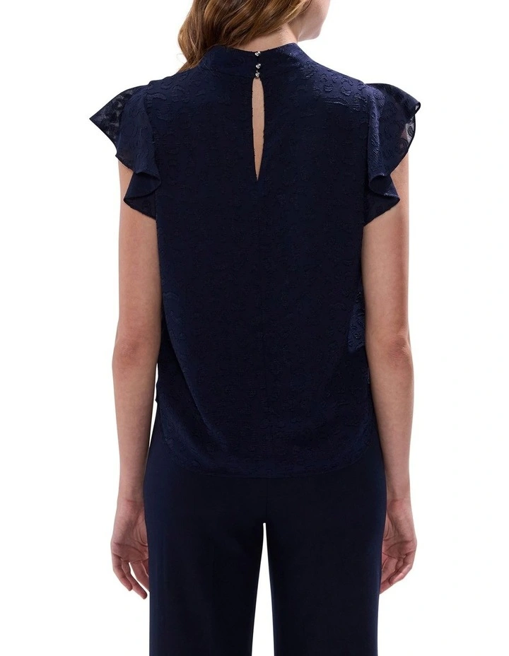 Gwyneth Jacquard Top in Midnight image 4