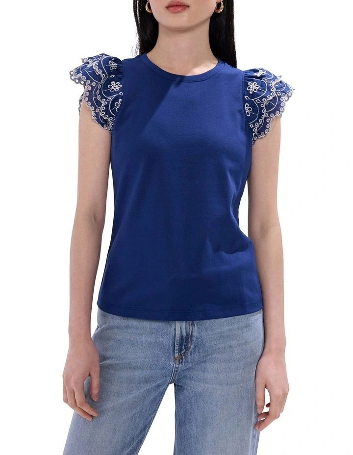 Rhea Ruffle Tank in Sailor Blue image 1